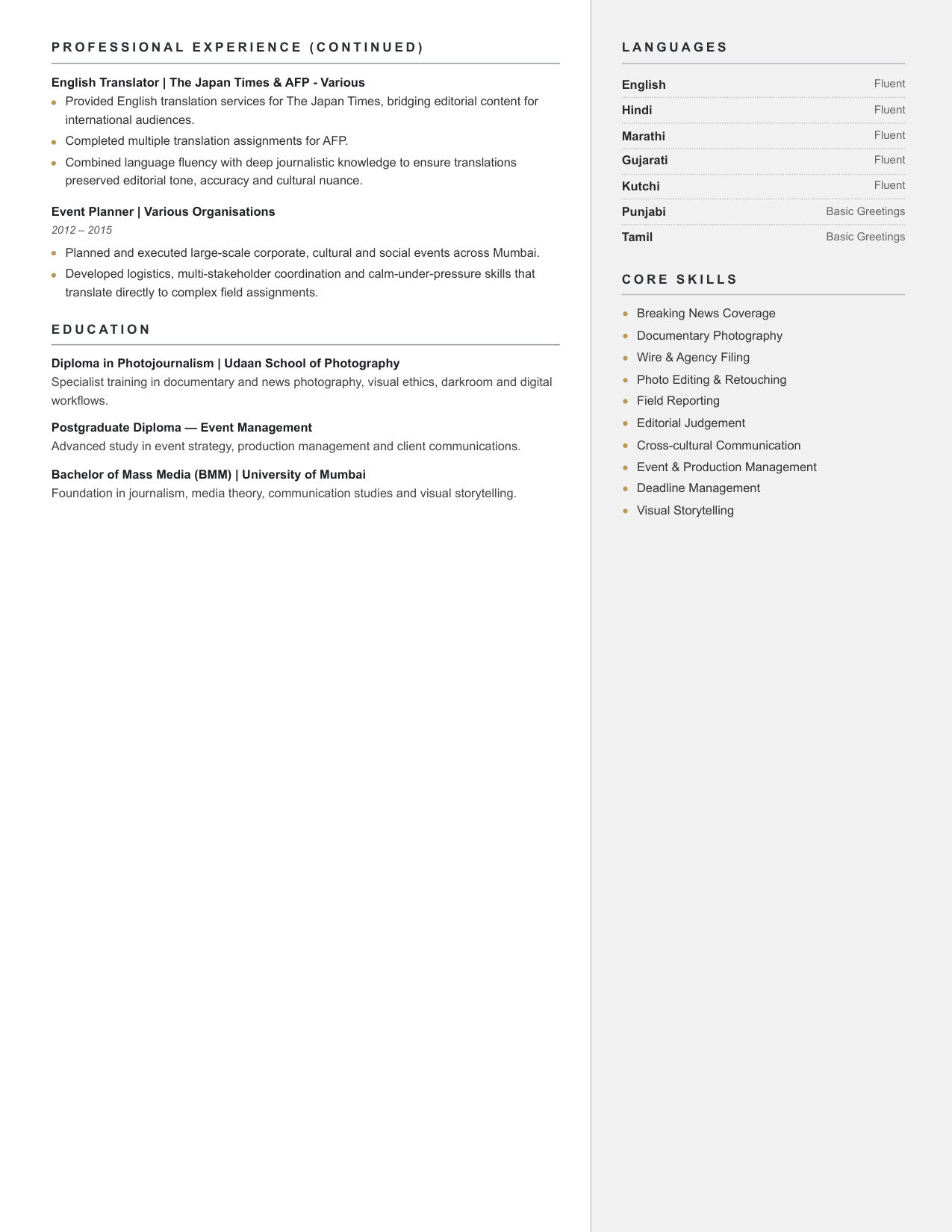 Hemanshi Kamani — Curriculum Vitae, page 2 of 2